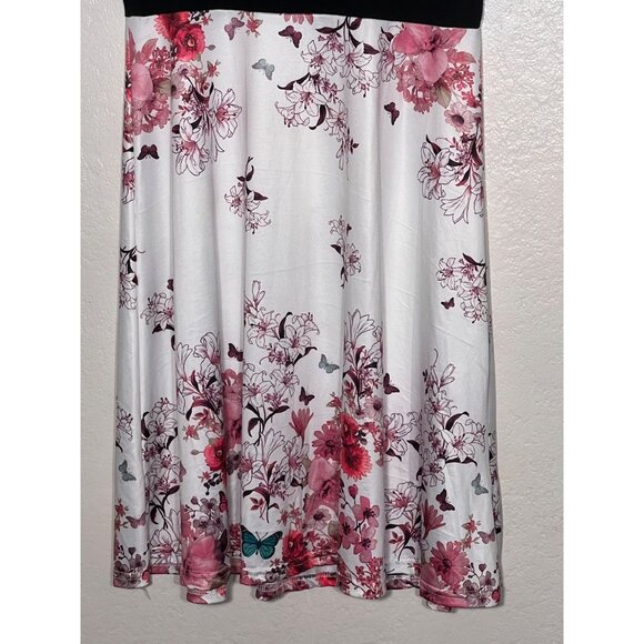 Sleeveless Black & Floral Butterfly Print Stretch Summer Lightweight Dress Large - Picture 7 of 12